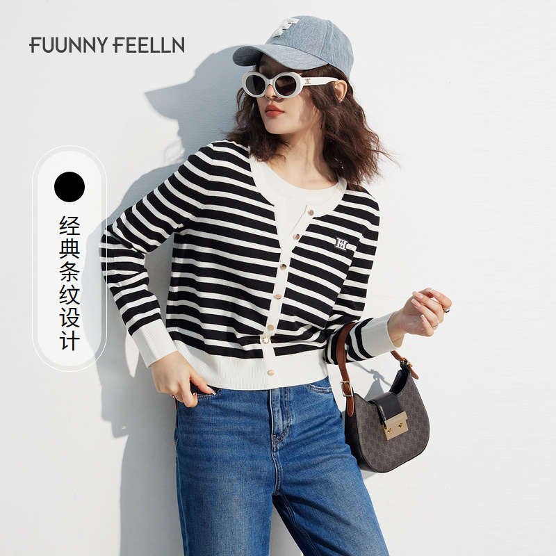 【达人专属】FF||仿佛羊毛衫女假两件开衫V领上衣FZ01112