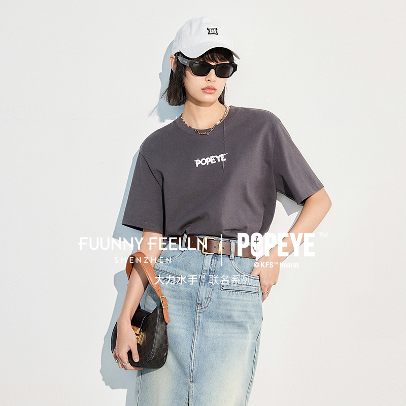 【FF仿佛|大力水手™联名系列】2024年春夏新款小众纯棉T恤女FM01027