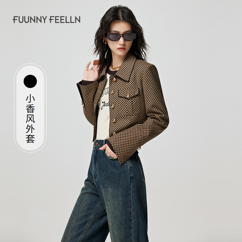 【粉丝专属】FF仿佛格纹小香风短外套女截短式小个子FC00910E1