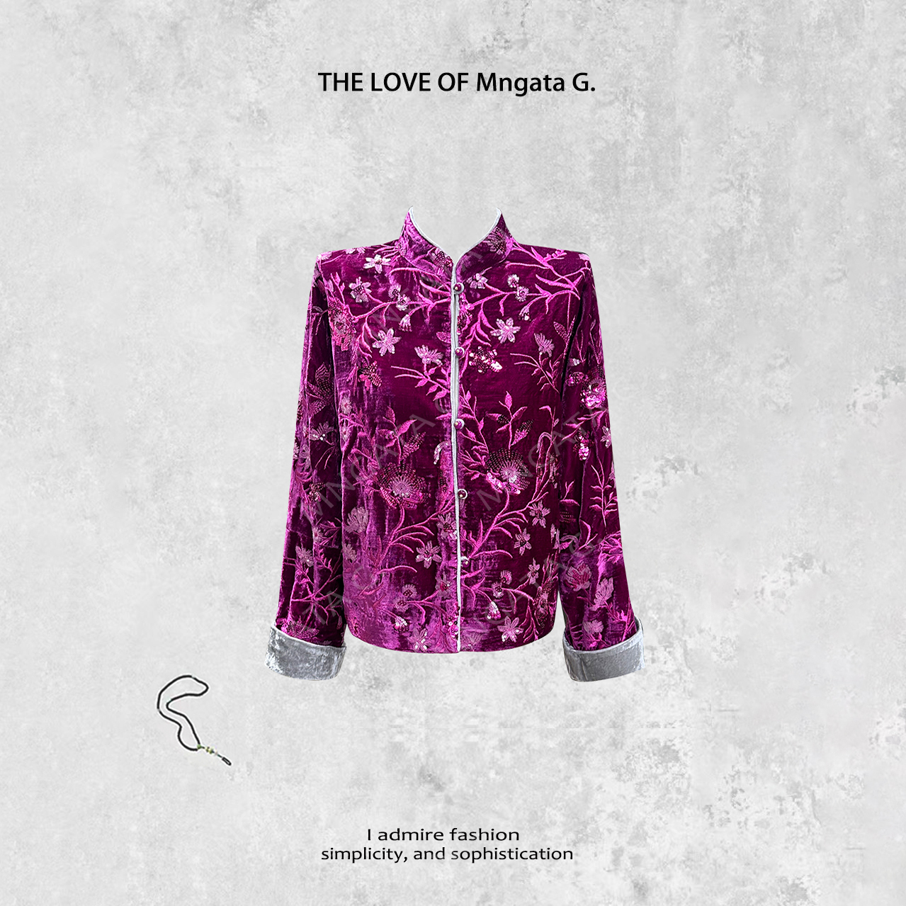 MNGATA G.宫小妍 【梅开眼笑】秋冬新中式中国风丝绒短外套4880127