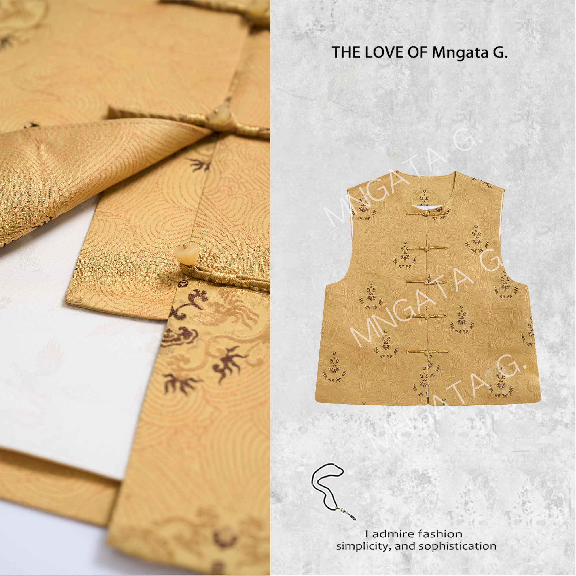 MNGATA G.宫小妍【龙纹金玉兰】夏日新中式穿搭坎肩马甲4X031886