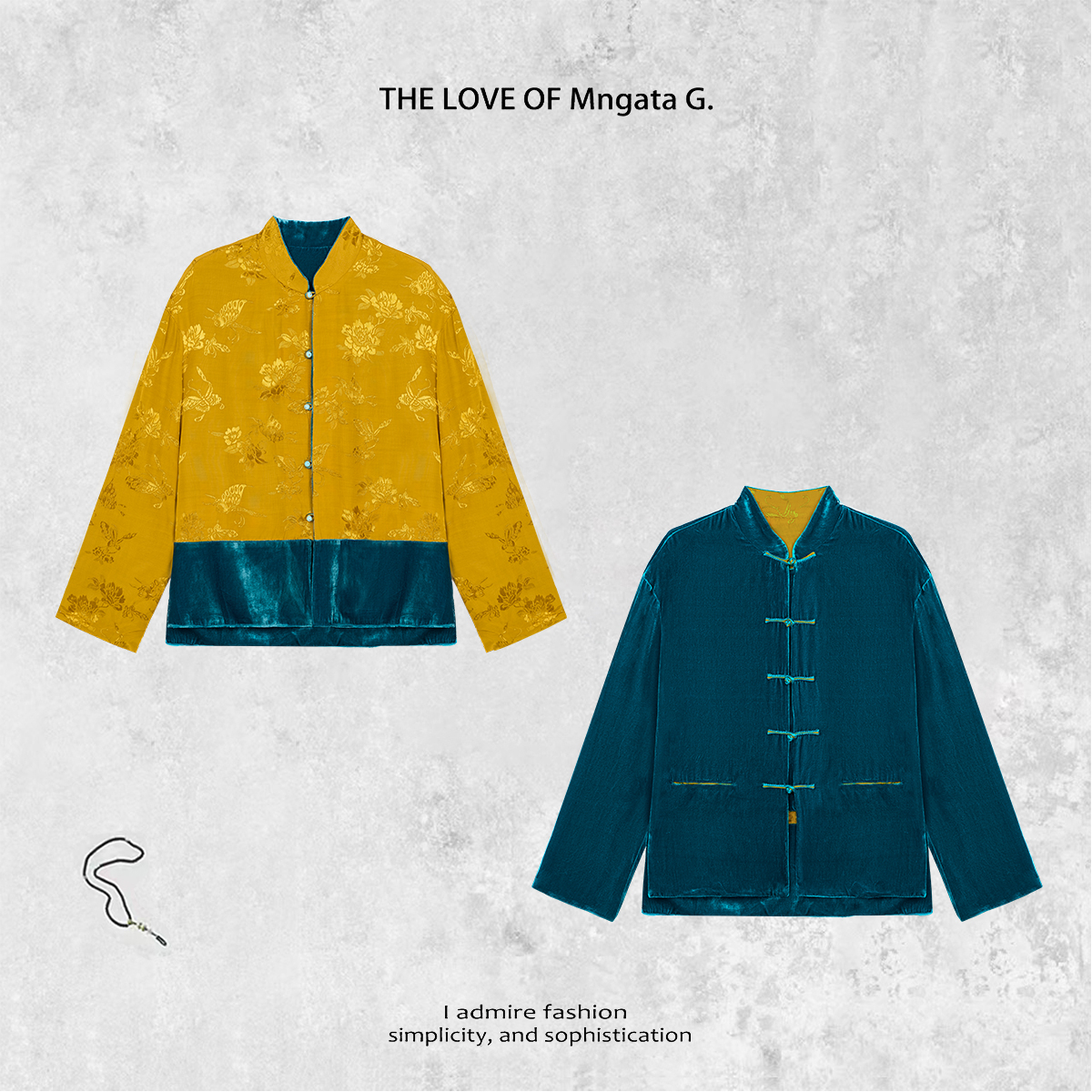 MNGATA G.宫小妍【天青古语】早秋新中式穿搭中国风真丝外套X280153