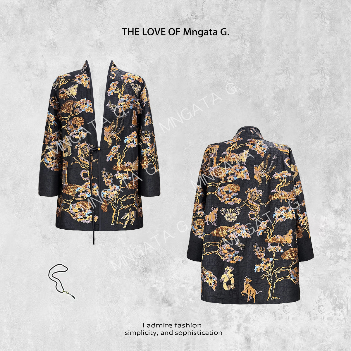 宫小妍MNGATA G.【苗绣·鸟兽行】夏日新中式国风真丝短外套4020425