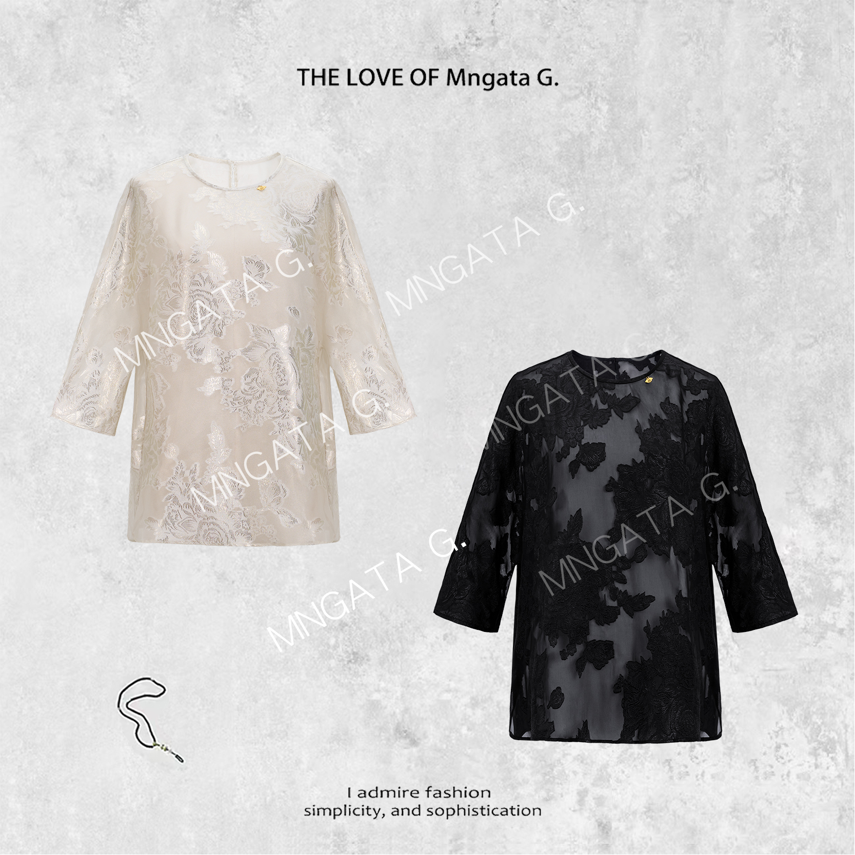 MNGATA G.宫小妍 【烧花短袖】夏日新中式穿搭国风清凉长袖4052207