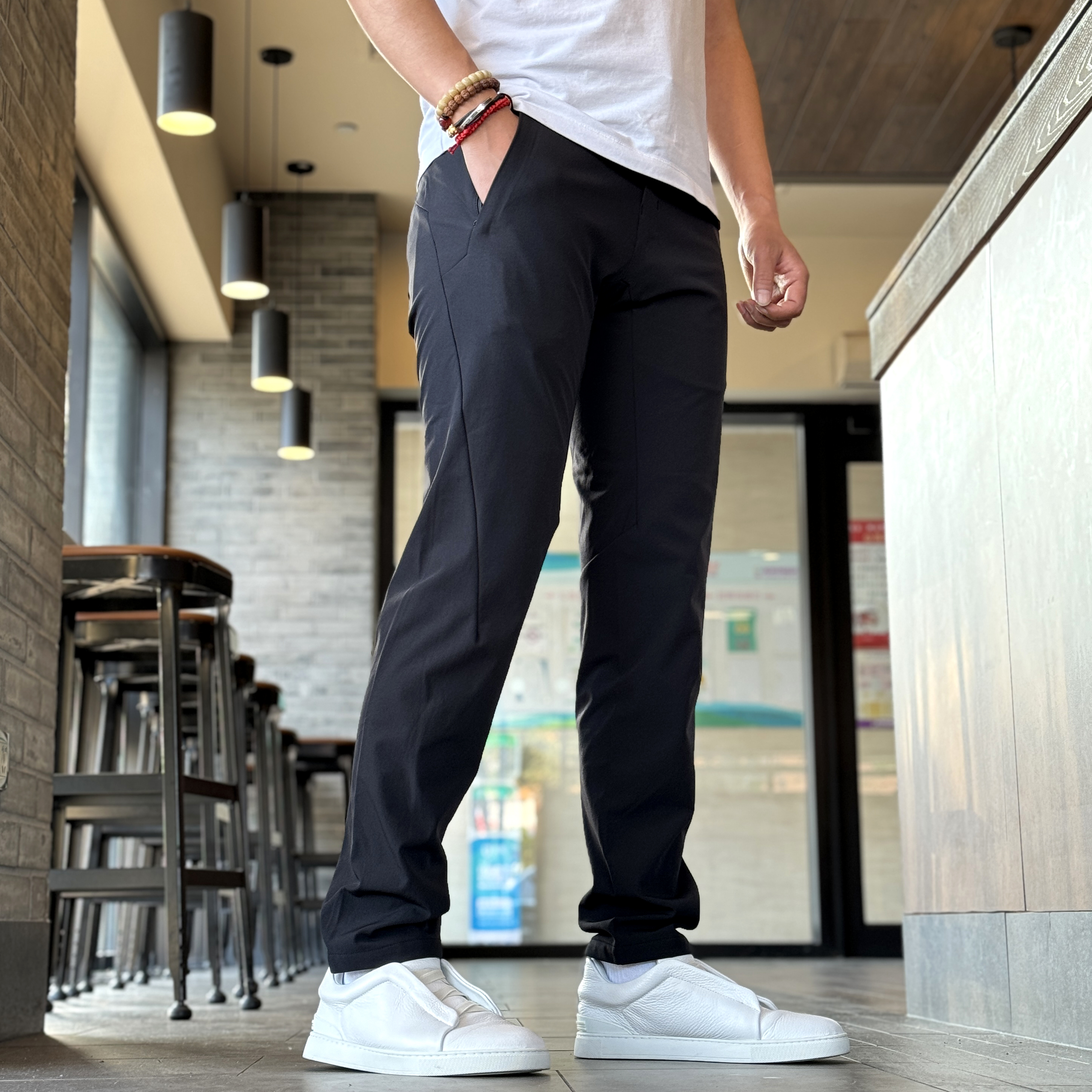 立体裁剪秋冬男士加绒防风高弹显瘦商务休闲裤户外徒步运动软壳裤