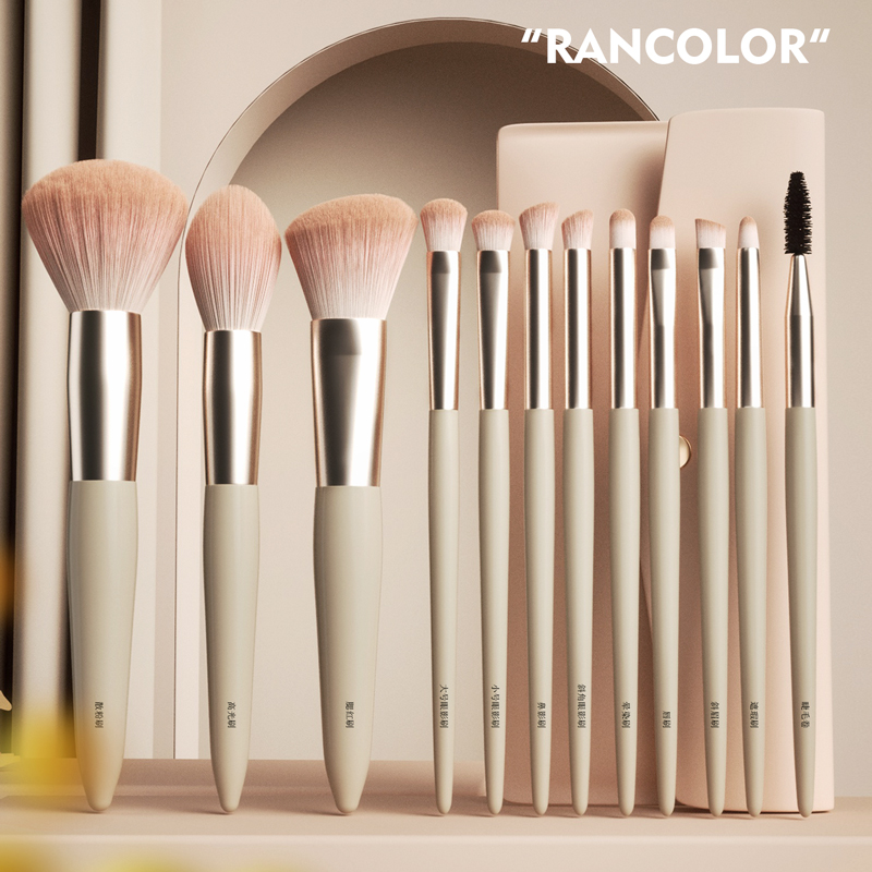 Rancolor12支初学者新手套刷眼影散粉腮红高光唇刷鼻影散粉刷柔软