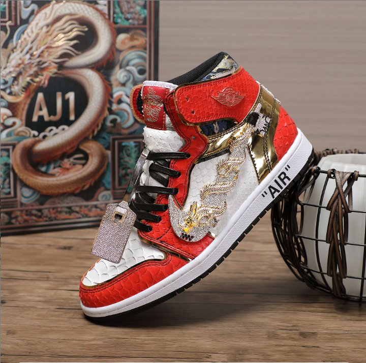 NIKE/耐克【预定！3月初发货】AJ1高帮红龙龙年限定蟒蛇皮【定制球鞋】