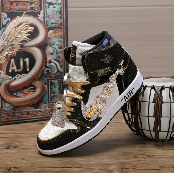 NIKE/耐克【预定！3月初发货】AJ1高帮黑龙龙年限定蟒蛇皮【定制球鞋】