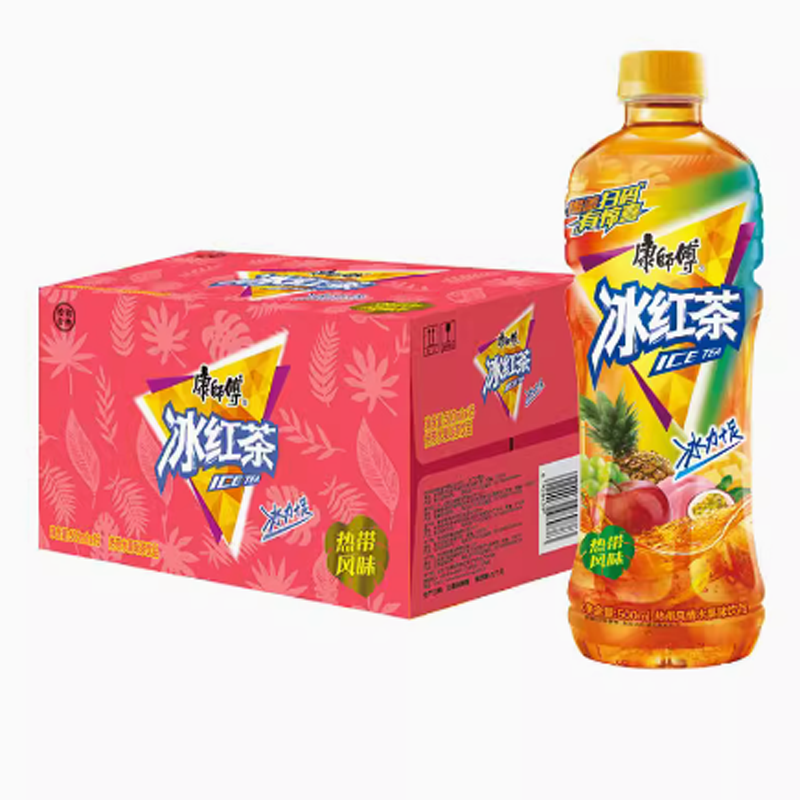 康师傅冰红茶热带风味500ml*15瓶整箱饮料批发清凉果汁饮品正品