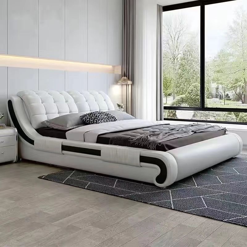 现代简约轻奢皮床1.8米双人床北欧大小户型皮艺软床主卧婚床