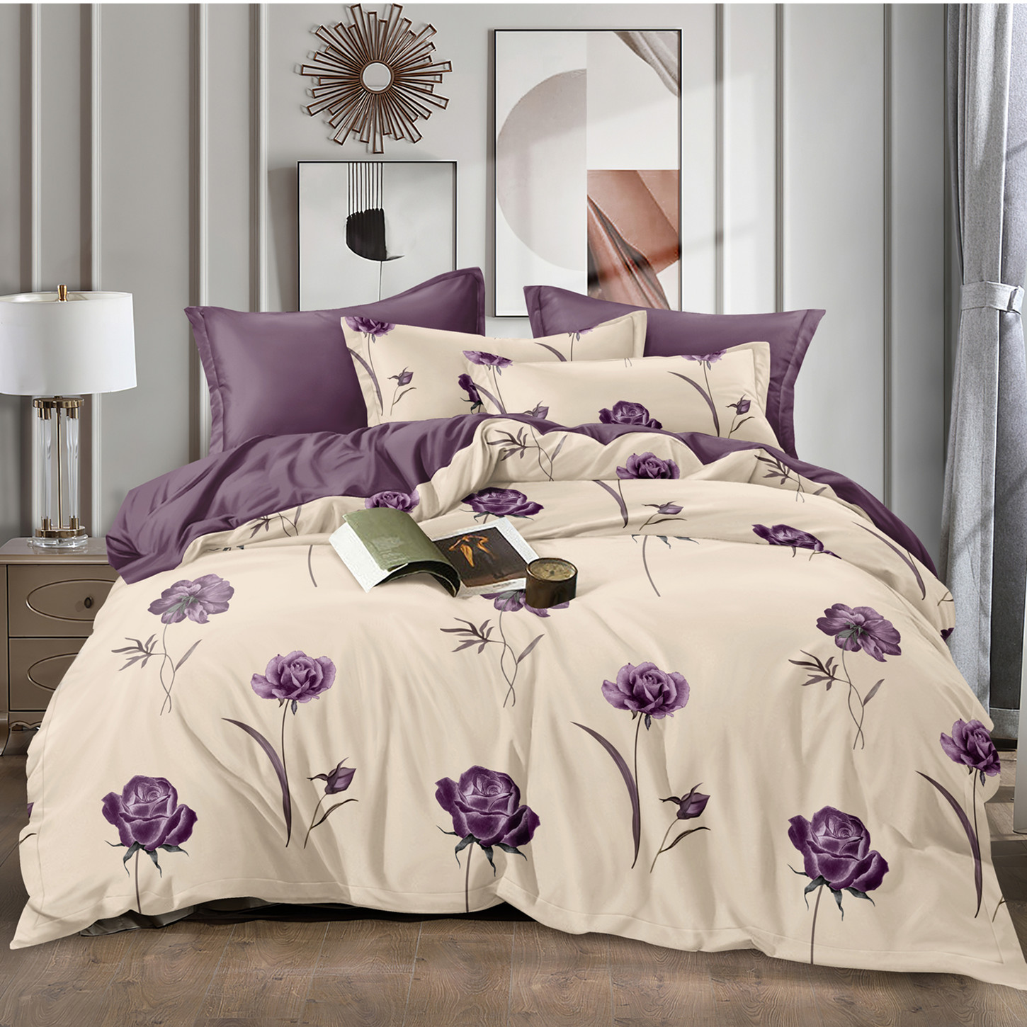 轻奢亲肤四件套单双人大床柔软四件套-紫苏.