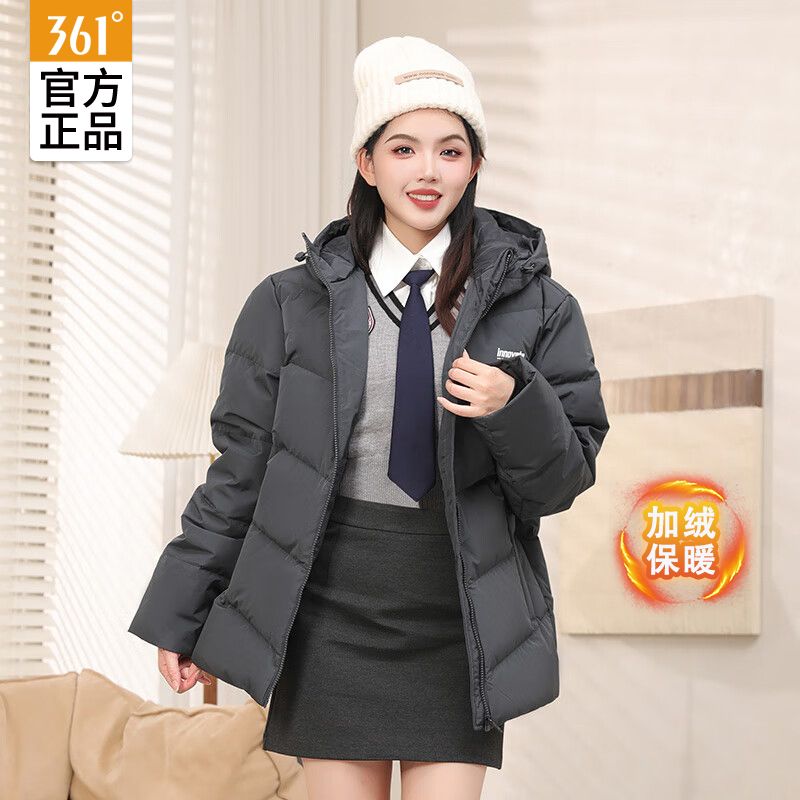 361°羽绒服女冬季新款加厚连帽棉服校园休闲外套学生百搭连帽上衣