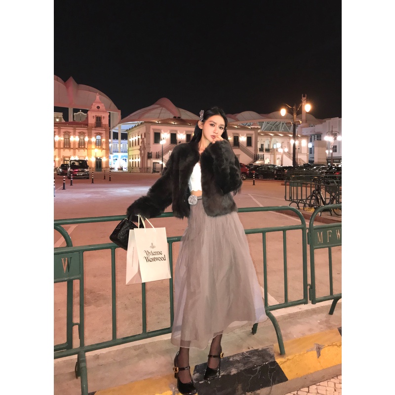 COCO皮草“小正肩托卡”进口托斯卡纳直毛皮毛一体皮草外套女