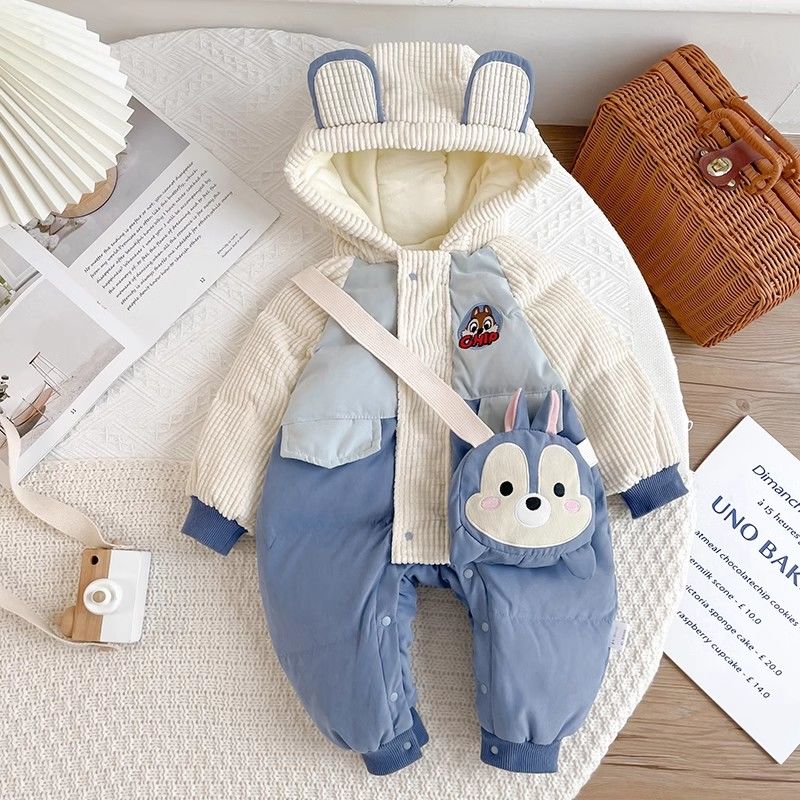 优选婴儿连体衣冬外穿装男宝宝冬季帅气衣服加绒新生儿加厚外出服