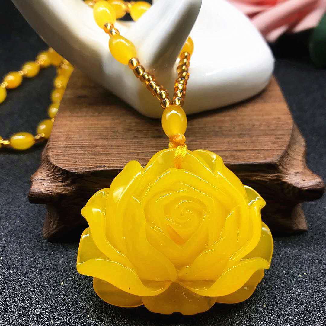  16时尚饰品黄色玫瑰花吊坠