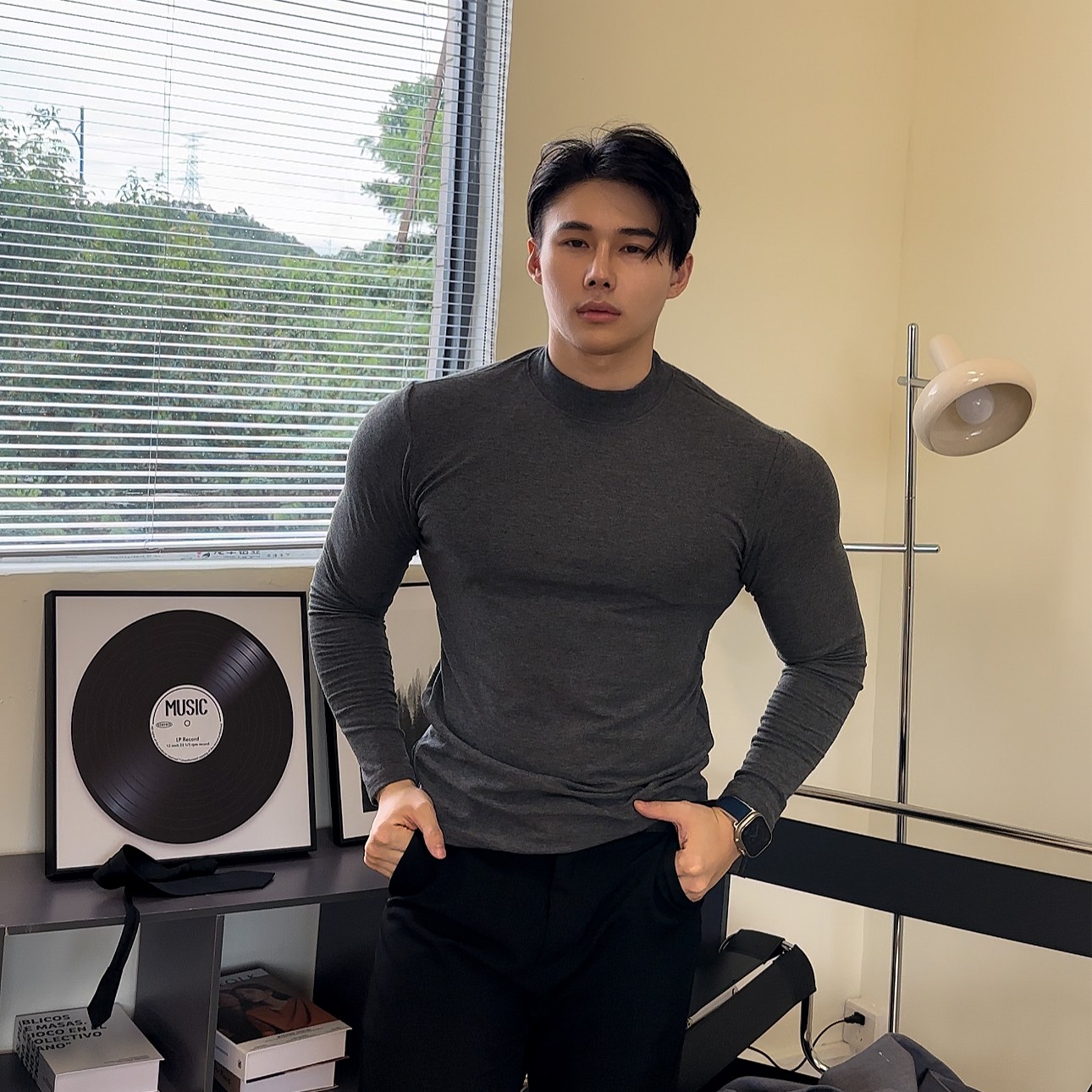 BEESTRONG 秋季重磅半高领纯色百搭男士长袖