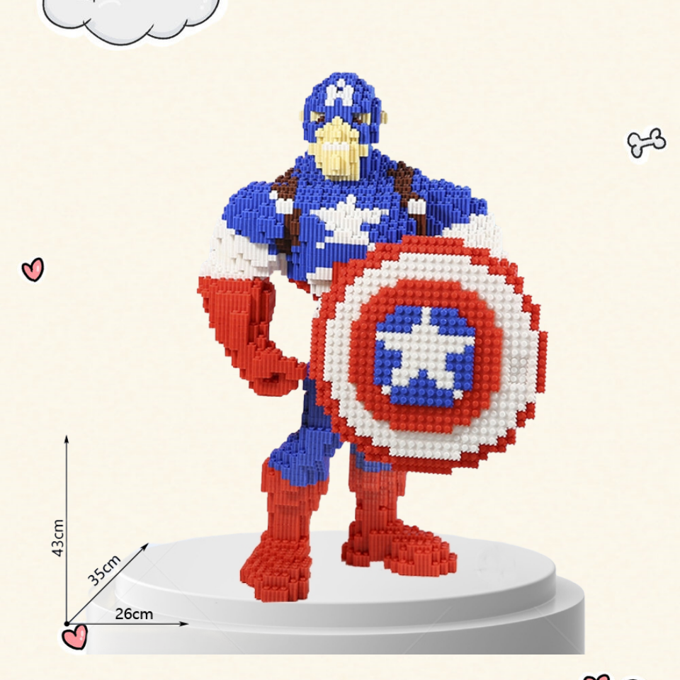 43*25cm【米国队长】小颗粒益智积木玩具亲子拼装男女孩礼物摆件