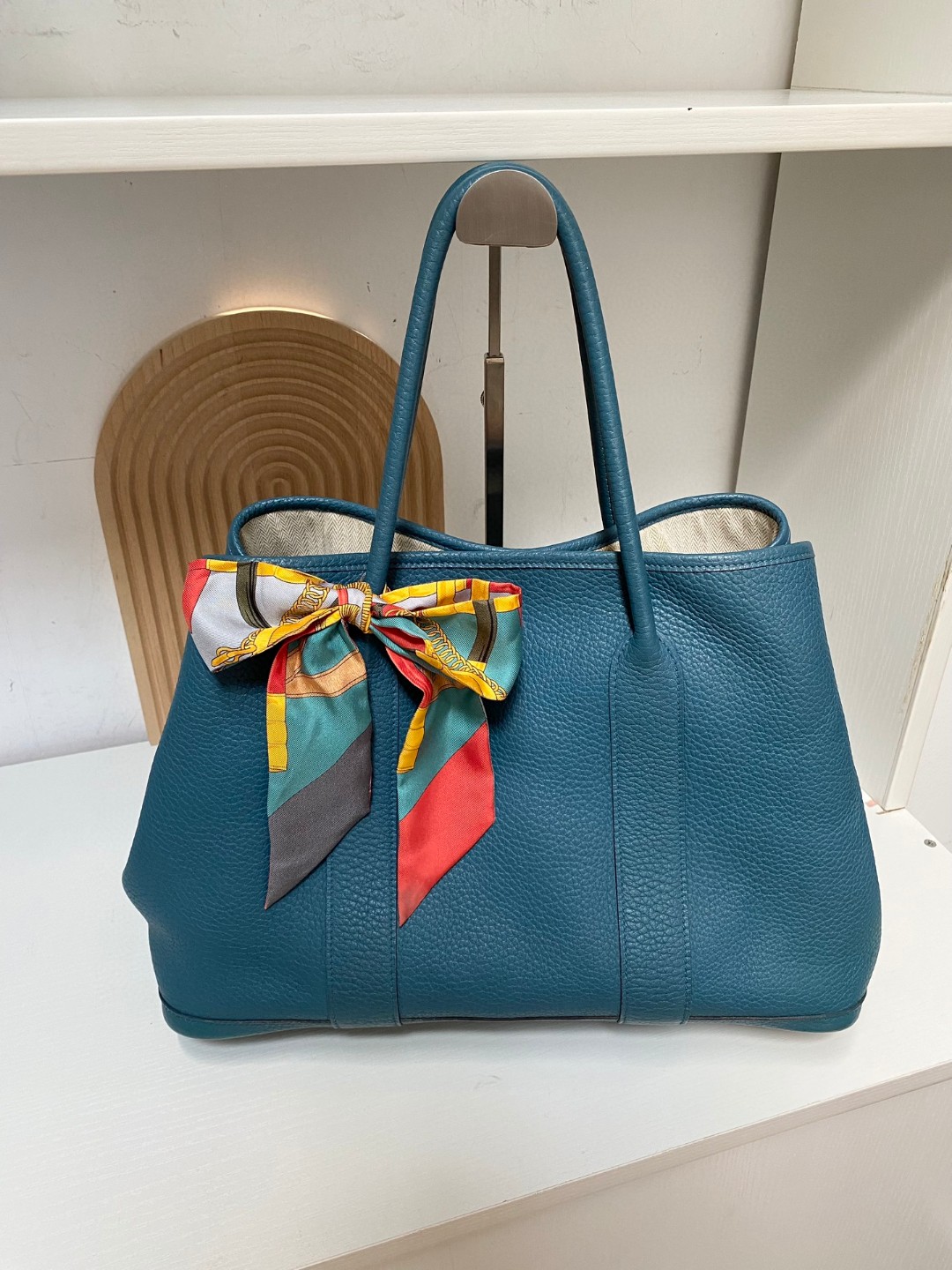 95新 Hermes/爱马仕 蓝色花园 全皮大托特36