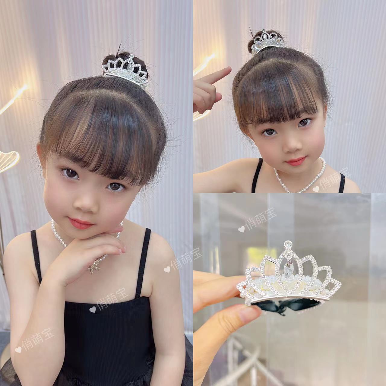 【俏萌宝】夏季新款韩版可爱女童公主风皇冠马尾夹儿童发饰发夹