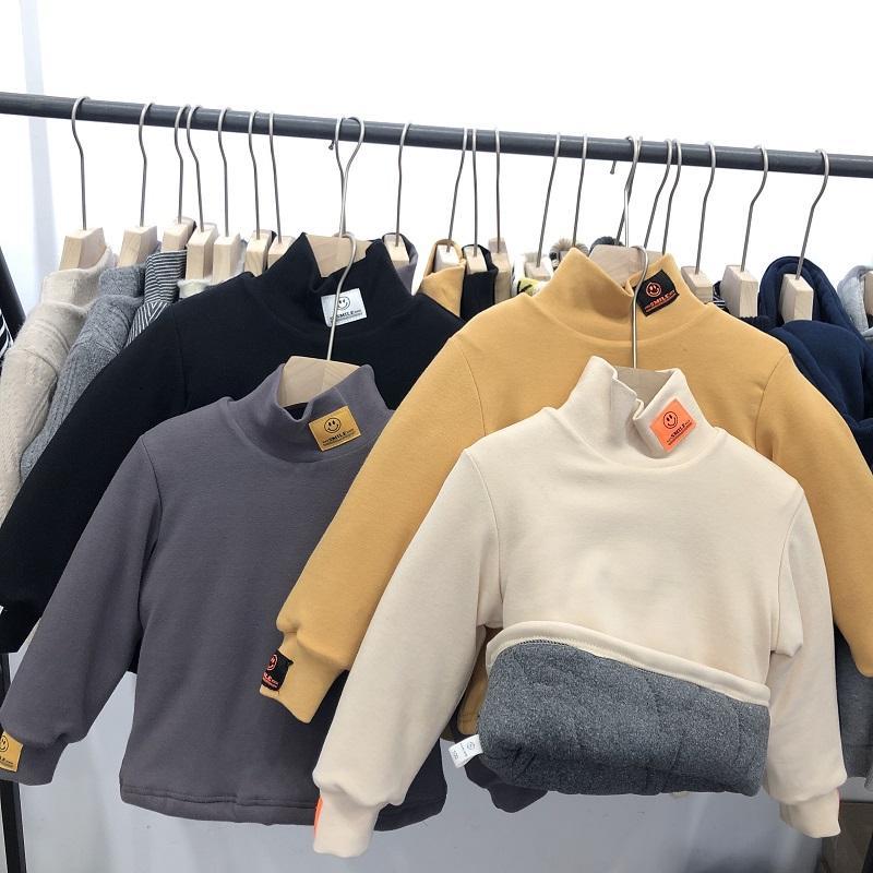 【冬季大促】男童高领加棉加厚打底衫2023冬装韩国儿童保暖上衣笑