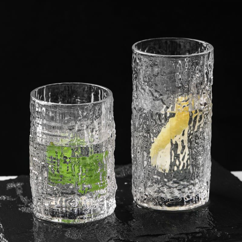 日式树纹玻璃杯家用耐热啤酒杯创意个性喝水杯果汁杯茶杯子ins风