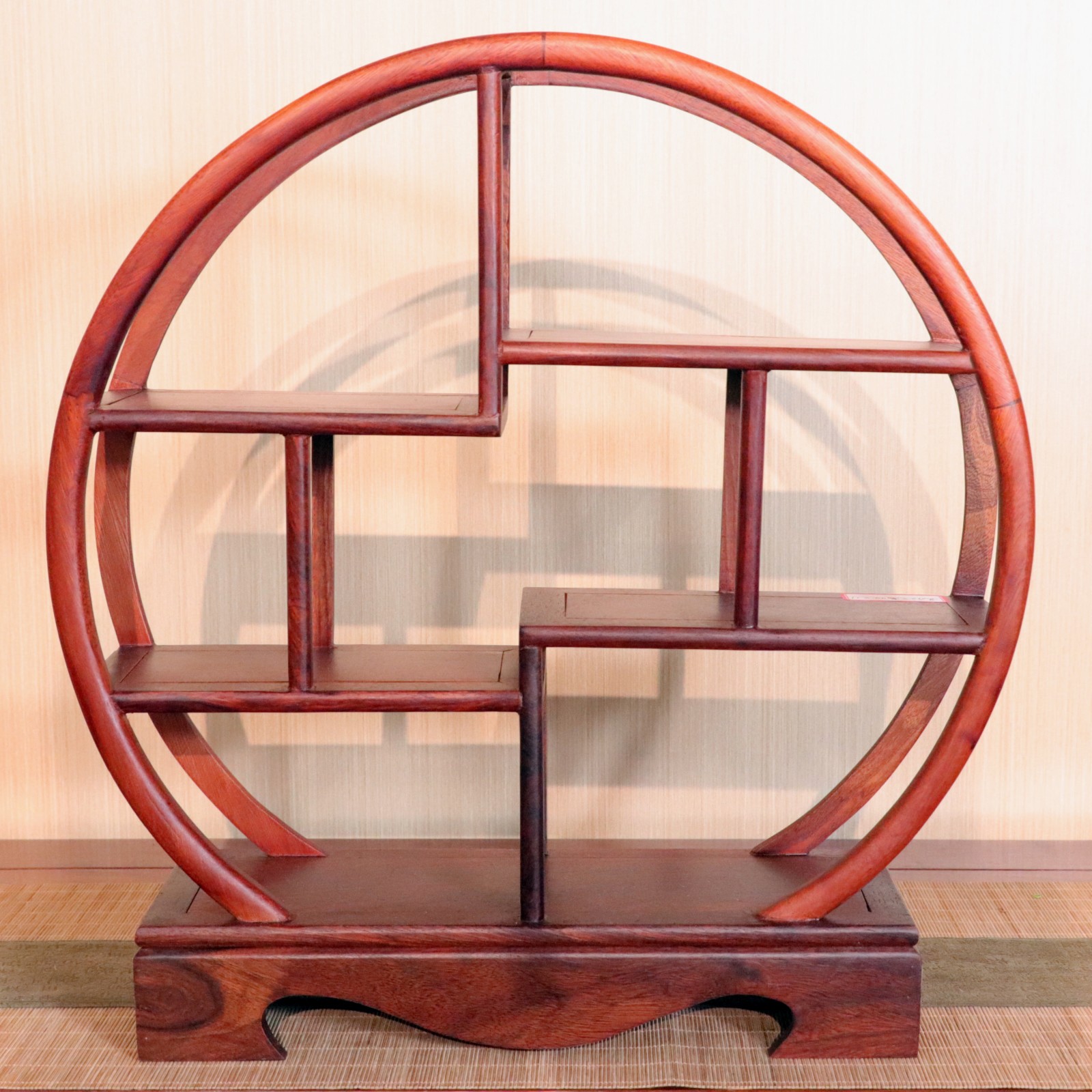 榫卯实木圆形博古架茶桌博古架玄关博古架红木博古架实木茶架多宝