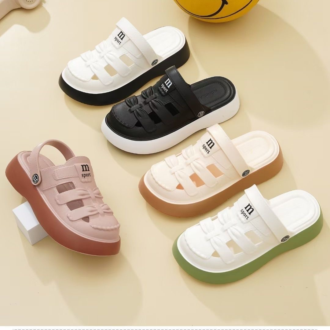 女士厚底罗马凉鞋款夏季包头外穿软底时尚百搭洞洞韩版学生