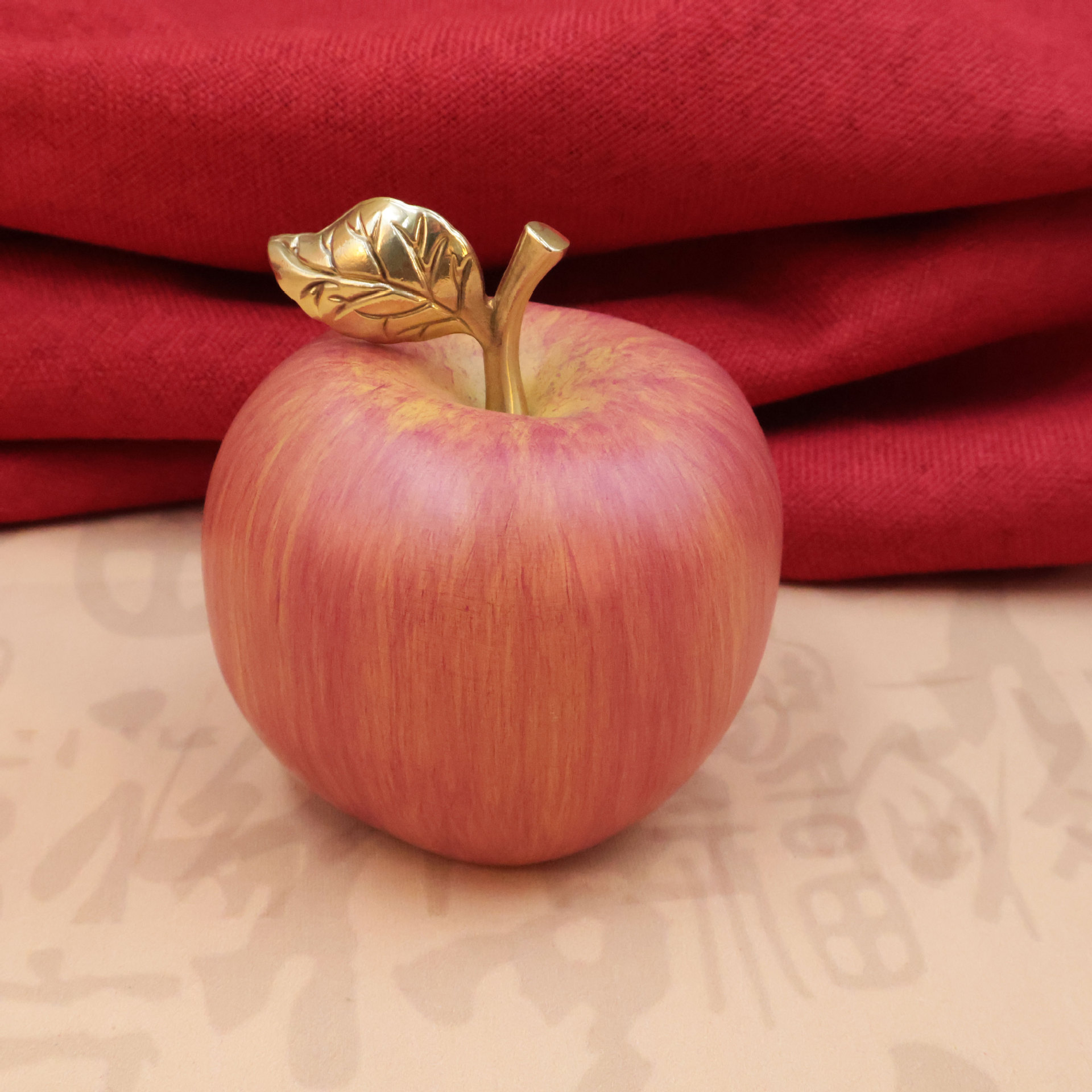 黄铜彩色《吉祥苹果》客厅桌面铜摆件 家居装饰工艺品 圣诞节礼物