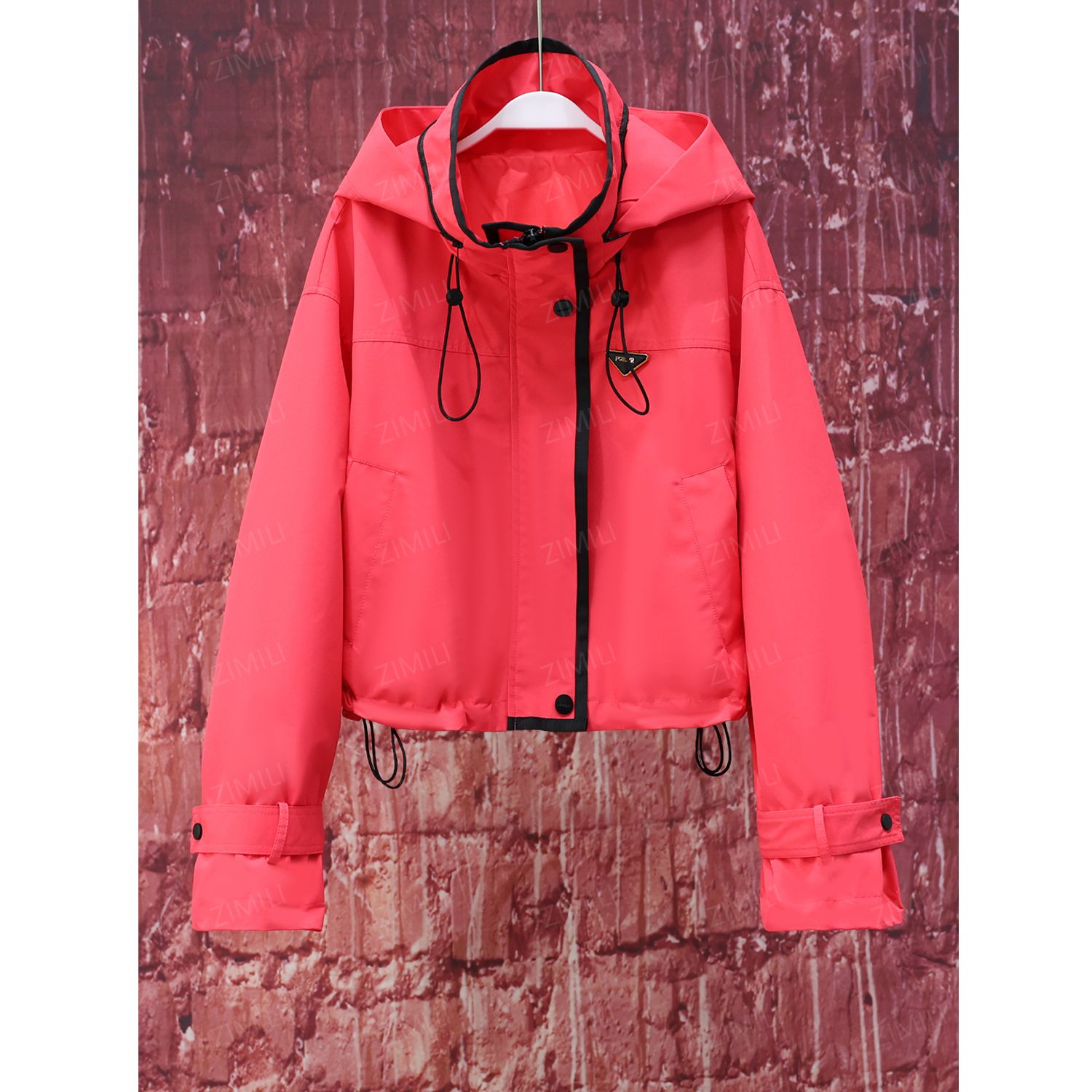 【韩哥女装】秋季工装风穿搭西瓜红户外时尚潮流感冲锋衣外套/2678