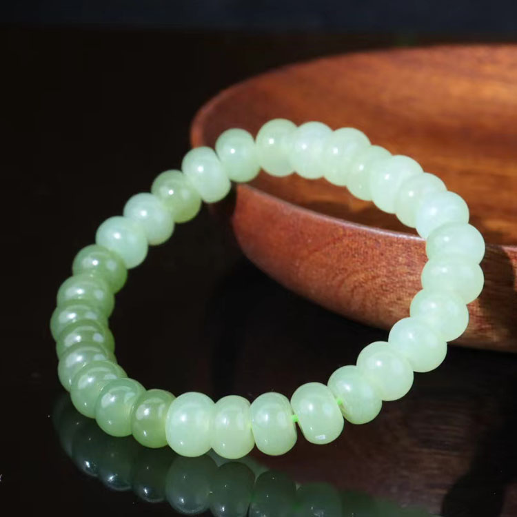 天然和田玉女士渐变单圈手串算盘珠8毫米手串百搭珠链多样性发货