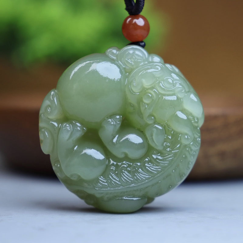 正品和田玉青玉貔貅吊坠男女款抱球貔貅吊坠挂件玉佩有求必应玉石