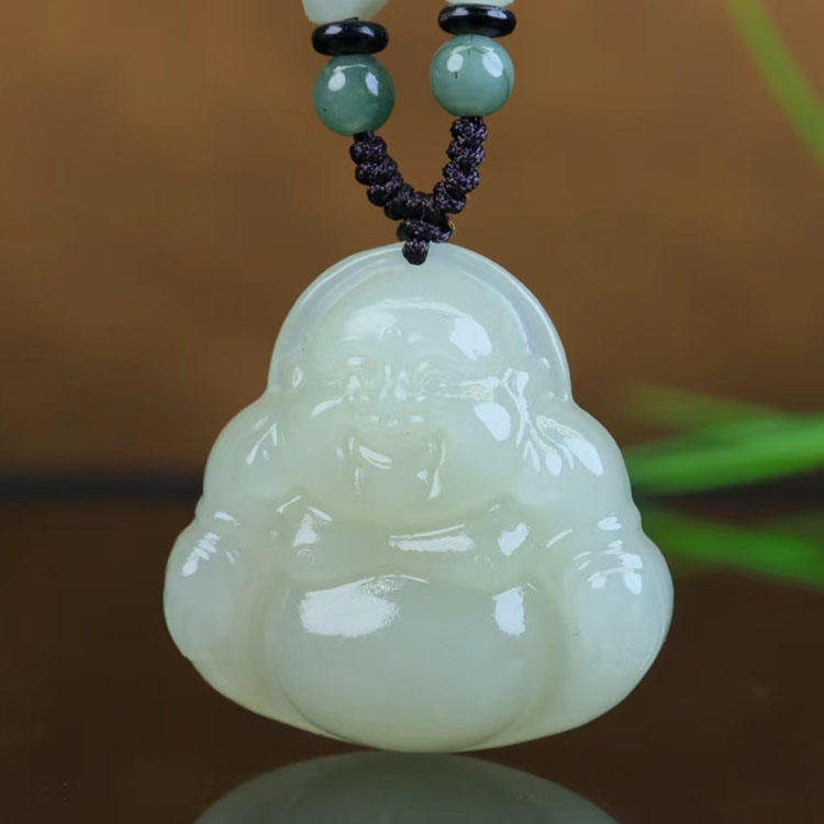 天然和田玉大肚佛吊坠颈饰母亲节礼物送妈妈玉石配饰毛衣链厚装佛