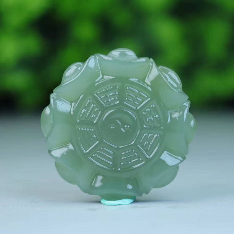 双面和田玉青玉八卦吊坠男女玉石招财八卦阴阳太极八卦玉佩玉坠牌