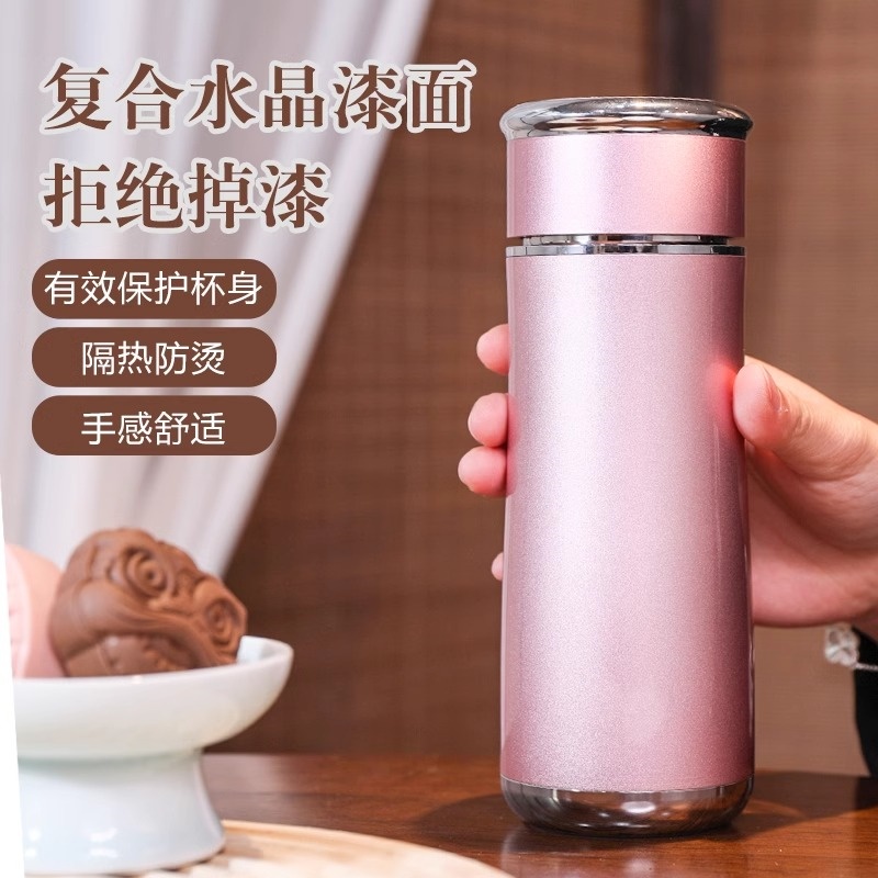 足银银制品 银杯子999足银内胆女士银水杯保温茶杯银杯雪花银正品