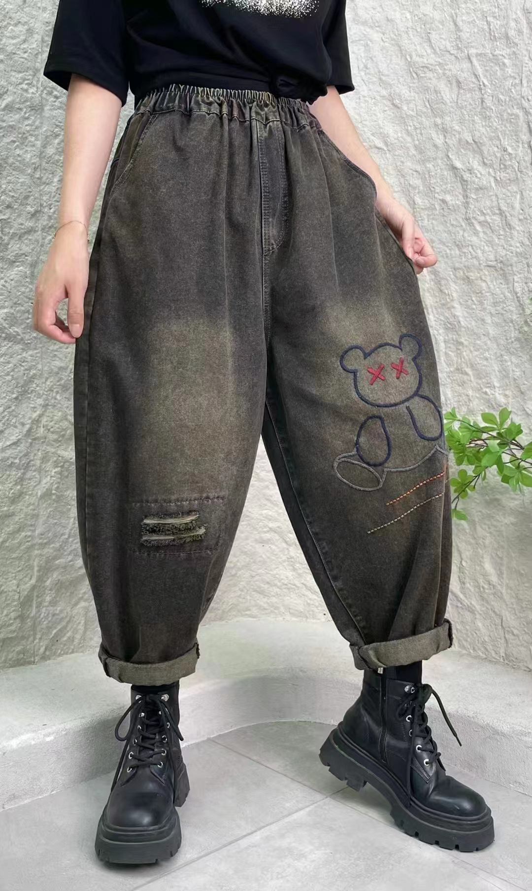 松紧腰牛仔裤，M，L，XL80一150斤可穿