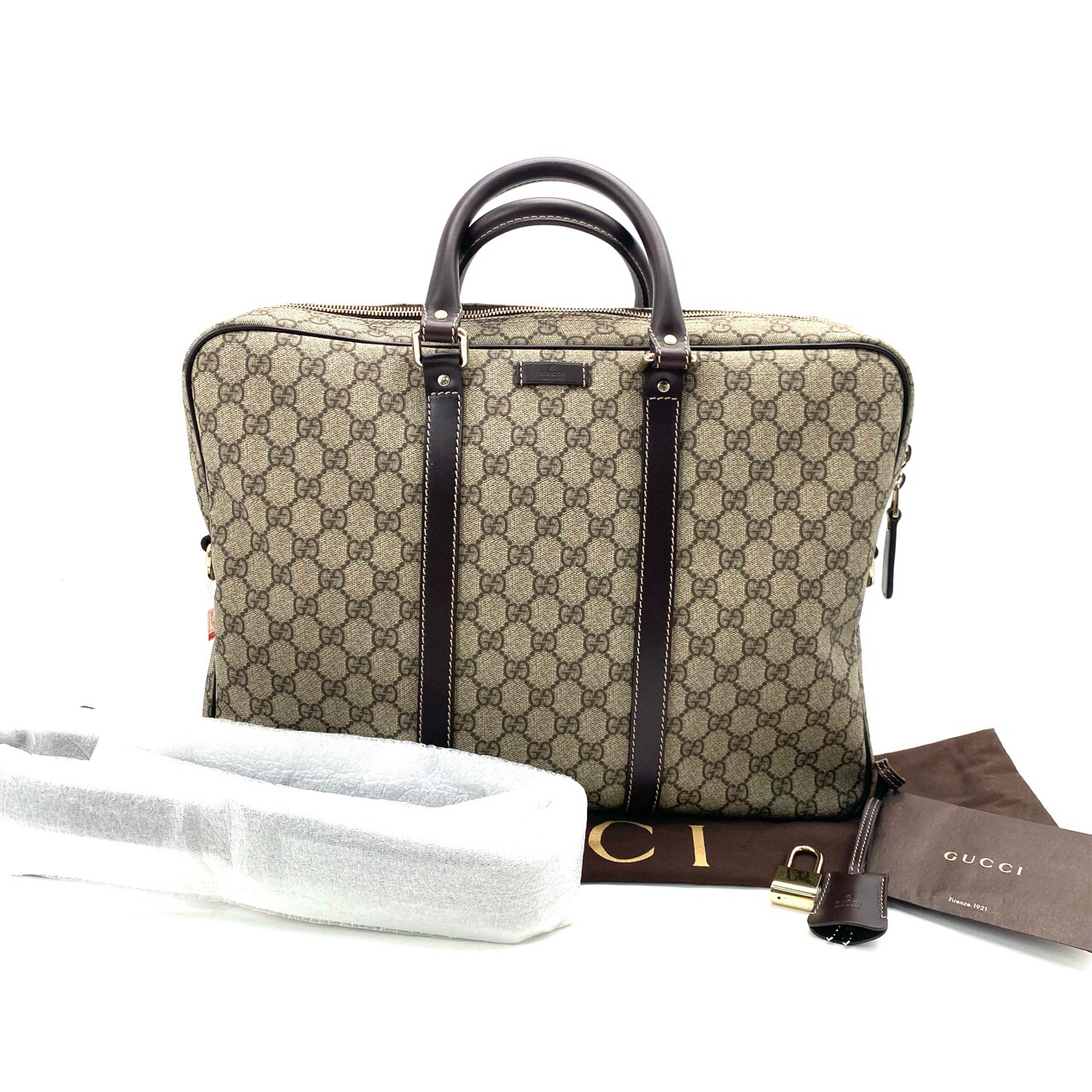 95新 GUCCI/古驰 经典老花公文包尺寸40/30拼皮大号商务