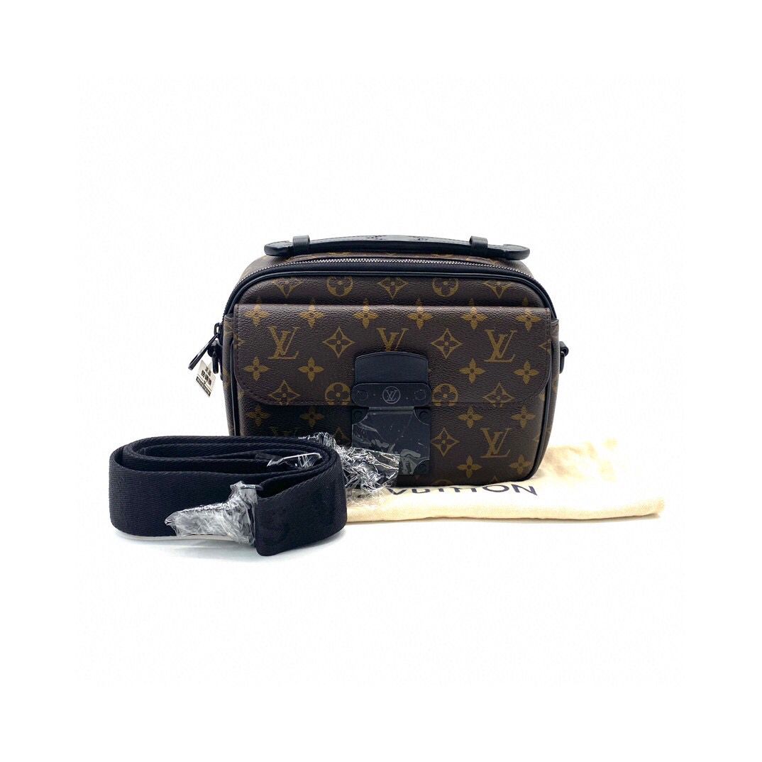 99新 LouisVuitton/路易威登 棕老花s lock邮差包 尺寸22/18