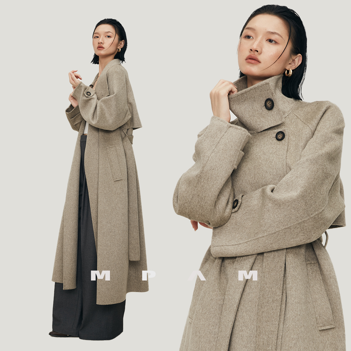 【交个朋友专属】MPAM秋冬长款大衣女绵羊毛羊绒毛呢外套女902