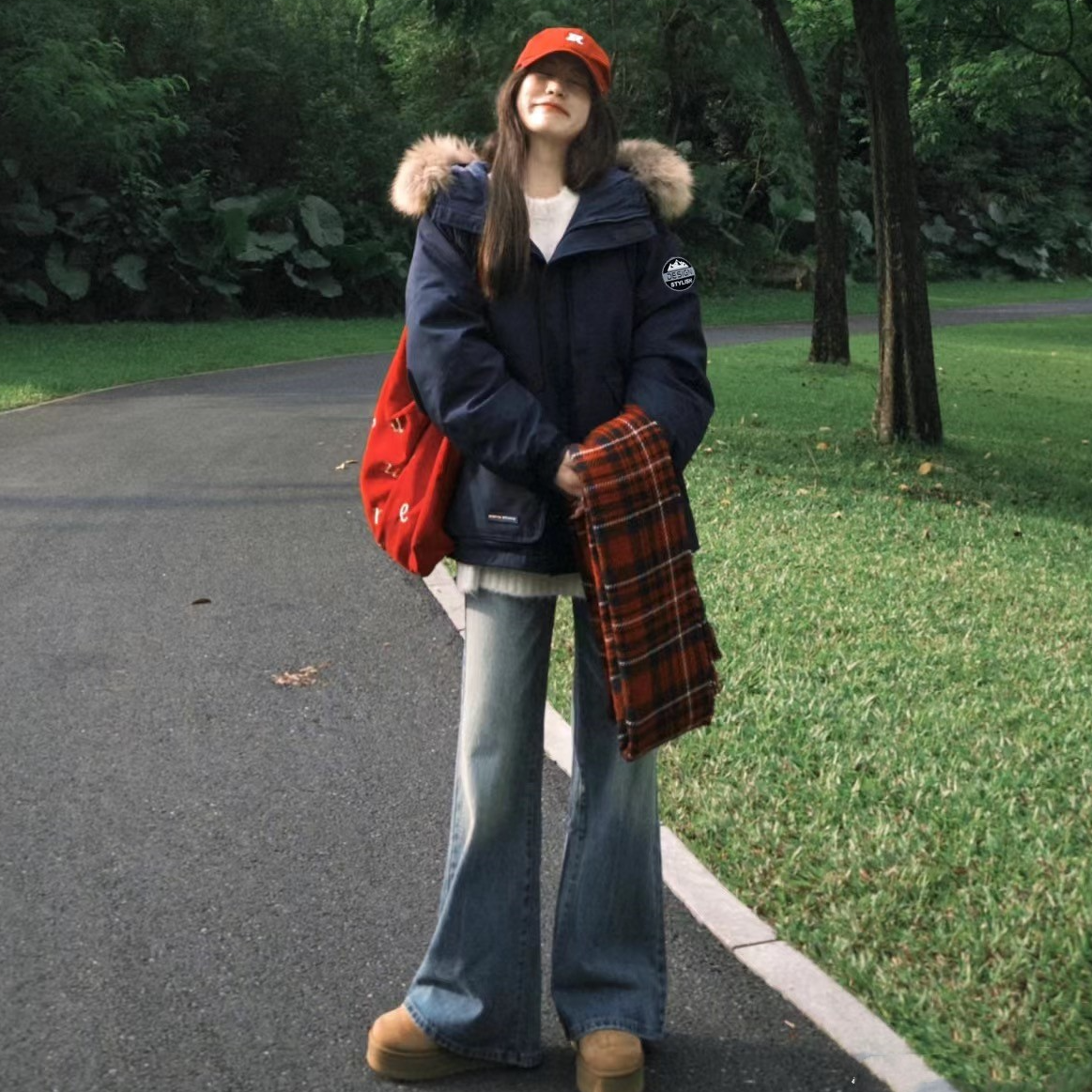 韩系大毛领派克棉服2025冬新款棉衣女宽松韩版小个子工装学生外套