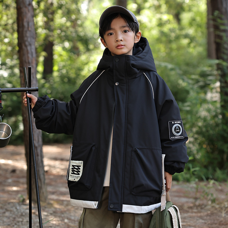 男童羽绒服外套冬季2024新款儿童男孩大童加厚冲锋衣羽绒服1591