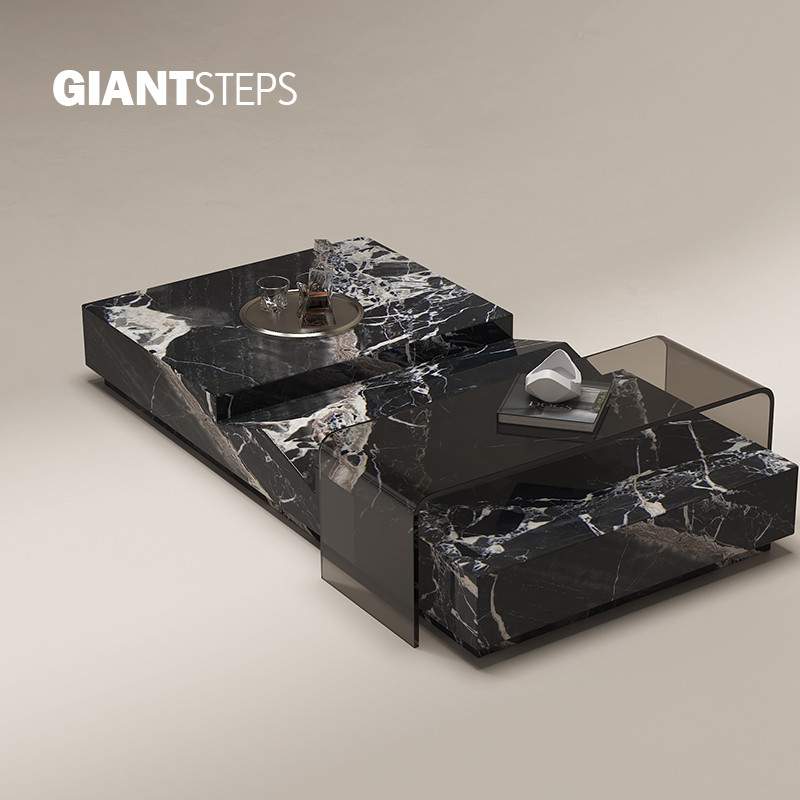 意式极简天然大理石茶几家用客厅高档现代创意奢石设计师家具375G