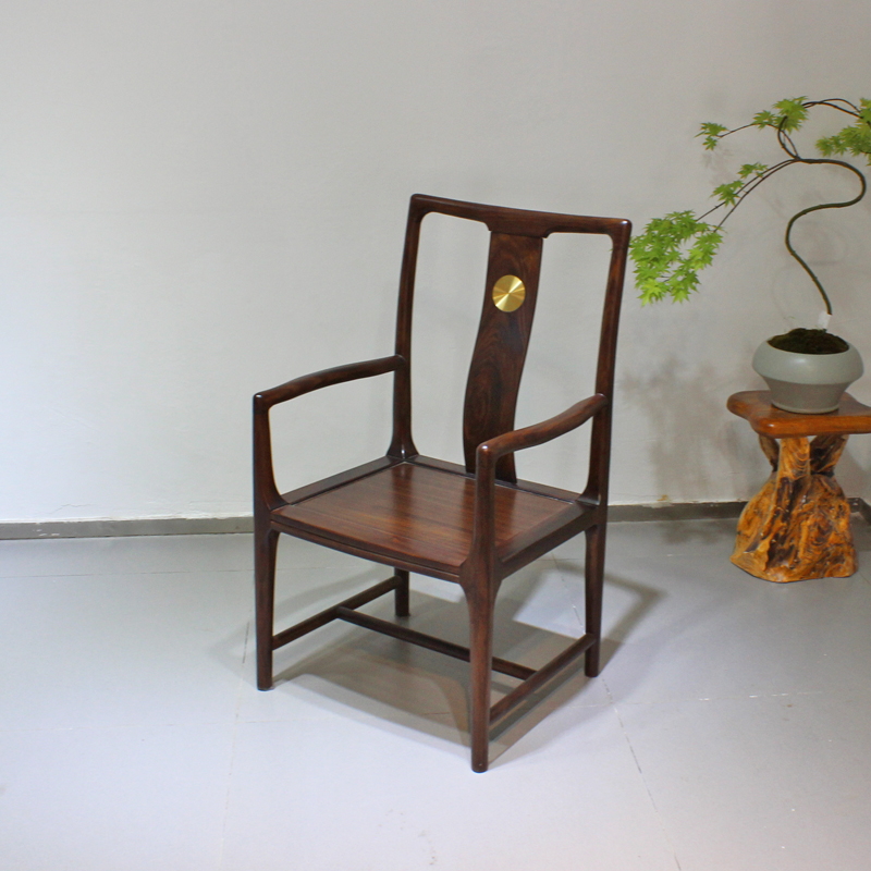 乌金木新中式官帽椅茶椅实木椅书椅家用桌椅餐厅茶椅实木椅书椅