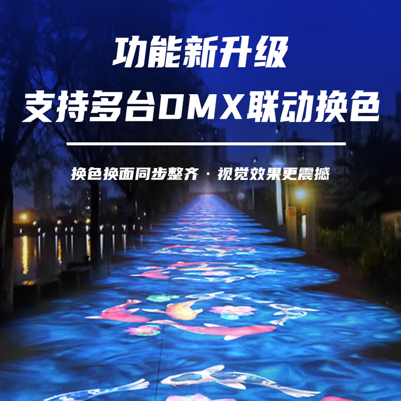 激雷文旅动态投影灯门店水纹灯地面高清招牌旋转投射