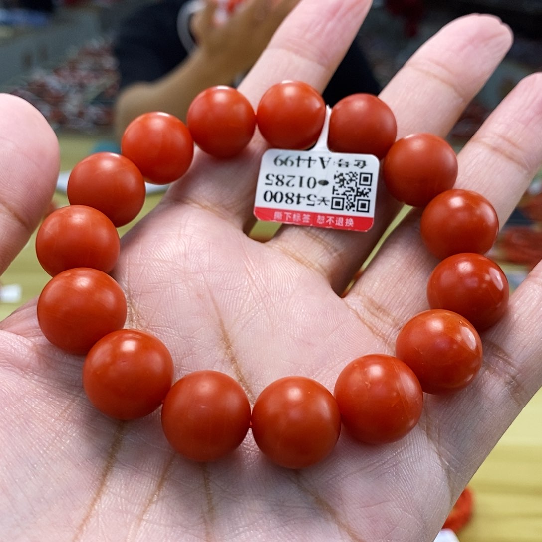 保山南红精品哑光圆珠单圈(云端）14mm+ 多样性发一