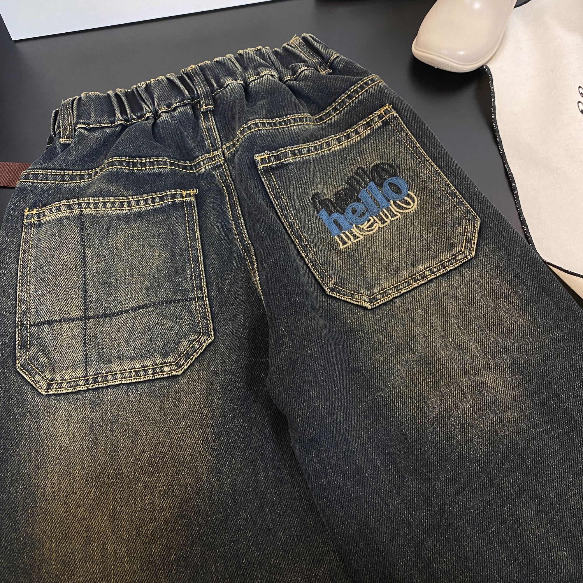 914时尚潮流洋气百搭春秋款男女童软牛仔裤