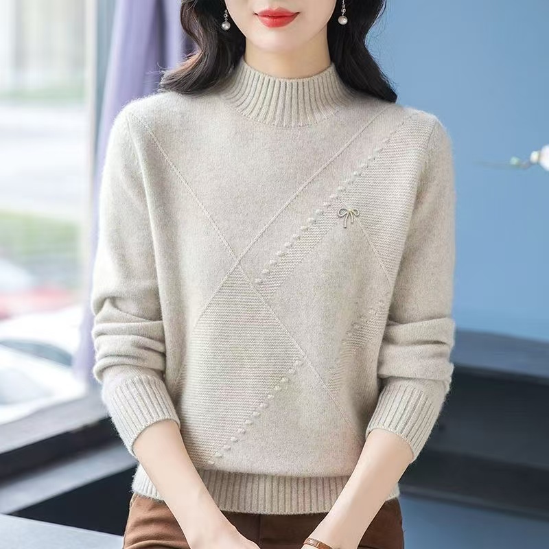 24韩版针织衫秋冬高领新款羊毛衫洋气加厚打底宽松保暖冬季毛衣女