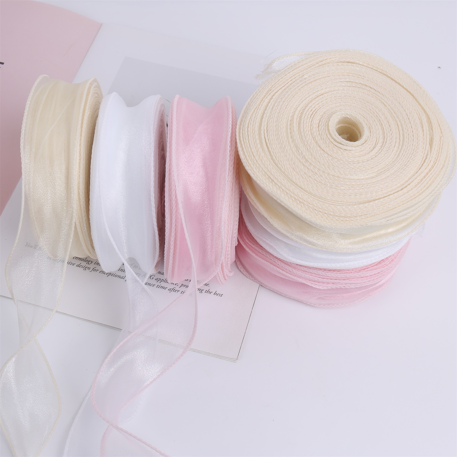 喜洋洋 40码素色鱼尾纱带 4cm宽波浪边丝带 花艺包装丝带蝴蝶结