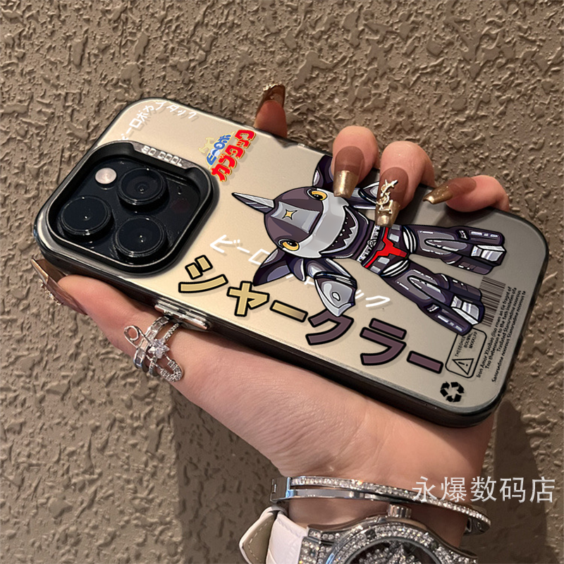 铁甲小宝电镀按键苹果14promax手机壳iPhone13pro12/11磨砂7p软