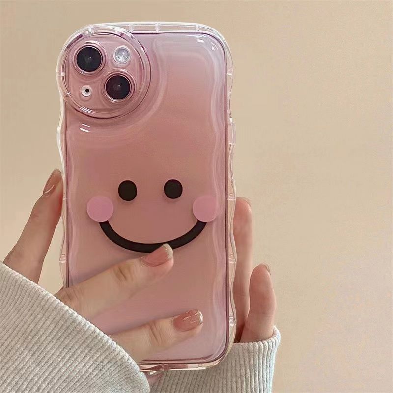 ins风渲染笑脸iPhone14/13PROMAX手机壳11苹果12新款XR粉色8P软xs