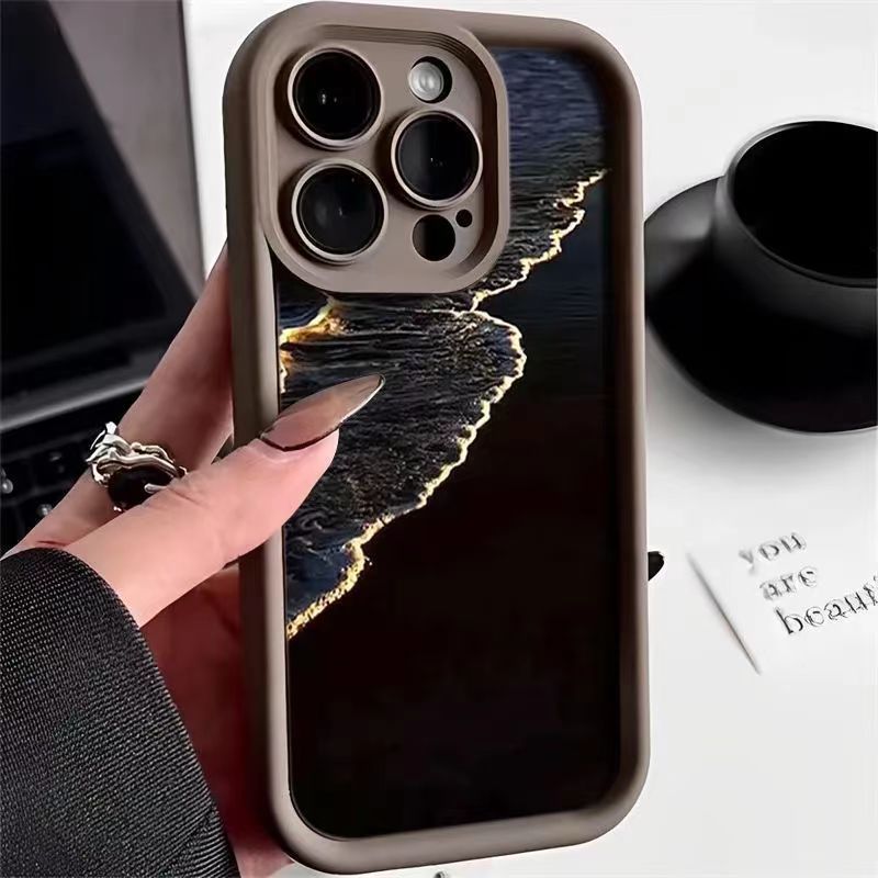 黄金海浪iPhone14promax苹果15手机壳11全包12简约13流行XR软壳78